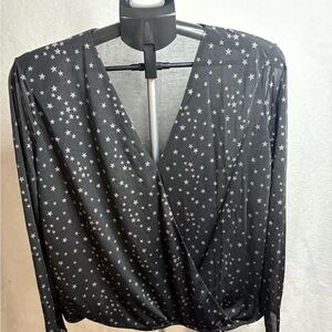 Starry Black Wrap Blouse